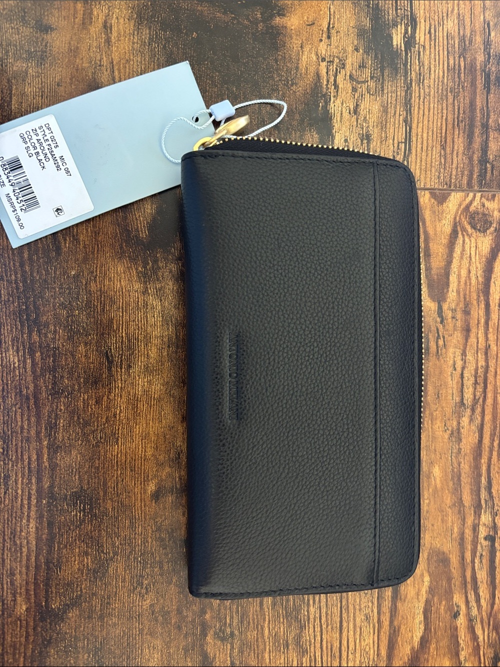 ANTONIO MELANI Black Zip-Around Leather Wallet